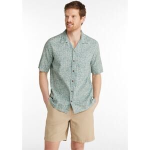 L.L. Bean Mens Tropics Cotton Short Sleeve Button Front Shirt Traditional Fit